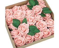 GONICVIN Flores Artificiales, 50 Rosas Artificiales con Tallos, Ramos de Flores realistas para Manualidades, Bodas, Fiestas, hogar, Decoraciones del dÃa de San ValentÃn (Rosa Carne)
