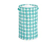Idesign Tela, Cesta Plegable Redonda En Mezcla De Algodón Y Poliéster Con 2 Asas, Caja Organizadora De Lunares Para Armario, Dormitorio O Habitación Infantil, Turquesa, 38,1 Cm De Diámetro X 61,0 Cm