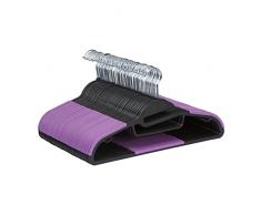 Amazon Basics - Juego de 50 perchas de plÃ¡stico con revestimiento de goma, color negro/pÃºrpura