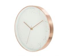 THE HOME DECO FACTORY - Reloj Redondo, PP, Blanc/Cuivre, 30,70 x 4,50 x 30,70 cm