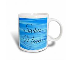 3dRose Swim Mom, Fondo de Piscina, Taza de Agua, 15 oz, cerámica, Blanco, 11,43 x 8,45 x 12,7 cm