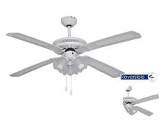 60 W 75 x 32 cm Blanco Bastilipo Caleta Ventilador de Techo con Luz E27