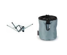 Brabantia - WallFix - Tendedero de 24 Metros - Forro Antideslizante y Resistente a los Rayos UV Gris metálico - 184 x 182 cm & 105784 - Bolsa para Pinzas con mosquetón para Colgar, Colores Surtidos