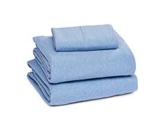 Amazon Basics - Juego de sÃ¡banas jaspeado de punto - Cama doble, azul, cama individual