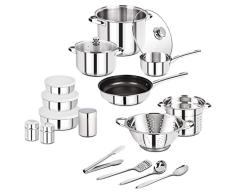 SAN IGNACIO Lula | BaterÃ­a de Cocina de 18 Piezas | Incluye Accesorios, Sartenes y Cacerolas de Cocina | Fabricado en Acero Inoxidable | Compatibles con Cocinas de InducciÃ³n