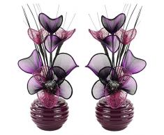 Flourish passende par de Flores Artificiales con Ciruela Jarrón, Adornos, Accesorios y decoración. Adecuado para baño, Dormitorio o Cocina Ventana/estanterÃa, 32 cm