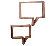Wohnling 2er Set Reloj de Pared con estantes de Madera Maciza de Sheesham Cubes WL1, 529