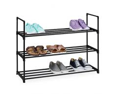 Relaxdays Zapatero Sistema de Encaje, 3 Niveles, para 12 Pares de Zapatos, 67 x 90,5 x 30,5 cm, EstanterÃa Metal, Negro, 80% Acero 20% plástico, 1 Pieza