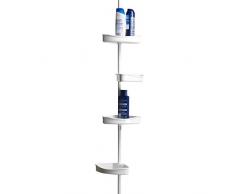 MSV ESTANTERIA DE Ducha DE PLASTICO DE Rincon Auto SOSTENIDA, Metal, Blanco, 8.86x6.3x88.58 Inches