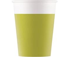 PROCOS FSCÂ® 93542 â Juego de 8 vasos de papel, color verde lima, capacidad 200 ml, desechables, cumpleaÃ±os, decoraciÃ³n, fiesta