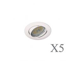 Wonderlamp Basic W-E000104 Pack de Focos Empotrables Redondos con PortalÃ¡mparas GU10, Blanco, 8.5 x 1.5 cm, 5 Unidades
