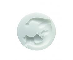 silikomart 71.309.00.0096 - Molde de Silicona para Pasta de azÃºcar SLK209 Oso y Lune en Color Blanco