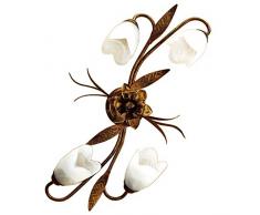 onli forjada plafón 4 luces de metal ventanas, marrón y blanco