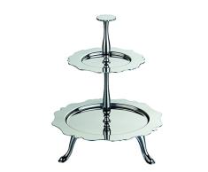 MEPRA Dolce Vita - Bandeja de 2 Pisos (Acero Inoxidable, 21 cm, 4 Patas), Color Plateado