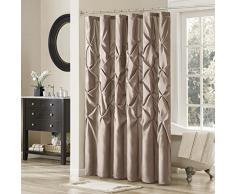 Madison Park Cortina de Ducha, diseño geométrico con Textura Decoración de baño Moderna de Mediados de Siglo, Lavable a máquina, Pantalla de privacidad de Tela, Poliéster, marrón Topo, 72x72