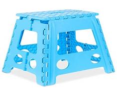 Relaxdays Taburete Plegable, Antideslizante, Resiste hasta 120 kg, Asa Transporte, Banca Infantil 39x38,5x32 cm, Azul, 100% plÃ¡stico