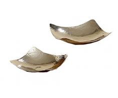 DRW - Set de 2 centros de Mesa Cuadrados Aluminio Grandes con Relieve 38x38 cm Grande