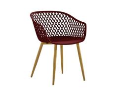 ZONS - Juego de 4 bandejas para sillas de diseÃ±o, color burdeos y patas de metal, imitaciÃ³n de madera, talla XL