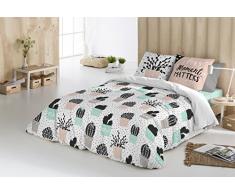 Euromoda Skiro Funda NÃ³rdica, 100% algodÃ³n, Blanco, Gris, Cama 90