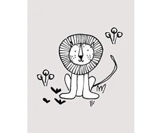Komar Wandbild Von Scribble Lion | Poster, Bild, Wohnzimmer, Schlafzimmer, Dekoration, Kunstdruck | ohne Rahmen | P104E-40x50 fotomural, Negro, Blanco