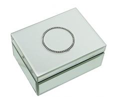 DRW Joyero Rectangular de Cristal Espejo 20x15x9,5cm
