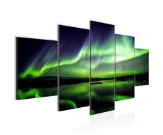 Runa Art Cuadro de Pared con luz Polar, 200 x 100 cm, Lienzo de Fieltro, tamaÃ±o XXL, para salÃ³n, decoraciÃ³n, impresiÃ³n artÃ­stica Verde, 5 Piezas, Fabricado en Alemania, Listo para Colgar 609151a
