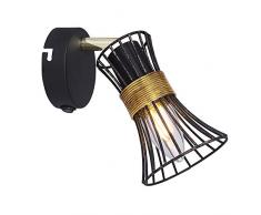 Nexos Trading - Foco de pared (metal, forma de cono), color dorado y negro