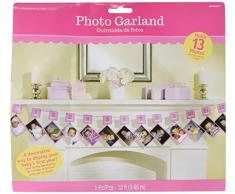 amscan 1st guirnaldas de Fotos con Texto en inglÃ©s y con Purpurina, Rosa