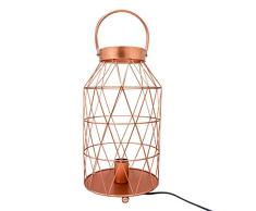 Rebecca Mobili Lámpara de pie estilo contemporáneo, abat jour en metal, color cobre para dormitorio juvenil salón, Max 25 W E27 - 41 x 22 x 22 cm - Cable 155 cm (AxAnxF) - Art. RE6263