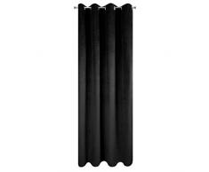 Eurofirany Pierre Terciopelo con Ojales-1 Pz. Cortina Termicas Aislantes Visillo de Ventana Opaca para Dormitorio Salón Privacidad, 215 g/m Tela Metal, Negro, 140x250 cm