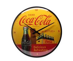 Nostalgic-Art Coca-Cola-In Bottles Yellow Reloj Decorativo de Pared, Metal, Amarillo, Rojo, 31.00x31.00x5.00 cm