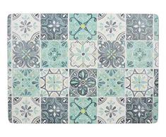 Creative Tops - Manteles Individuales rectangulares con Reverso de Corcho, diseño de azulejo Verde, Multicolor, 40 x 29 cm