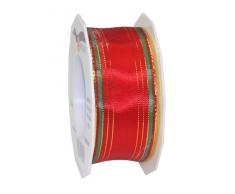PrÃ¤sent C.E. Pattberg GmbH & Co. KG Chamonix - Cinta Decorativa para Regalos (40 mm x 20 m, tafetÃ¡n), Color Rojo y Verde con Bordes Dorados