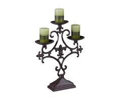 Relaxdays Candelabro Antiguo, Hierro Fundido, MarrÃ³n, 28,5 x 23 x 7,5 cm