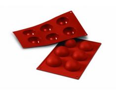 SF003 Molde de Silicona, 6 cavidades Semi esferas, Color Terracota