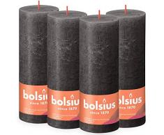 BOLSIUS - Vela de pilar rústica, color antracita, 19 cm, 4 unidades