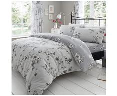 GC GAVENO CAVAILIA Funda de edredón de Flores súper Suave, Juegos de Ropa de Cama Reversible tamaño King, Fundas de edredón Transpirables, Gris (230 x 220cm)