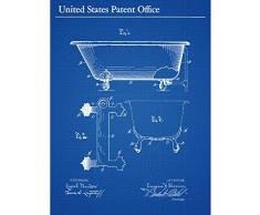 Sloman Bath Tub 1905 Vintage Bathroom Patent Plan Art Print Canvas Premium Wall Decor Poster Mural Vendimia pared Pï¿½ster