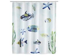 Wenko Aquaria Lavable, Resistente al Agua Cortina de Ducha con 12 Anillas, poliéster, Multicolor, 180 x 200 x 0.1 cm