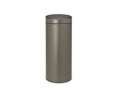 Brabantia Touch Bin Cubo de Basura, 30 litros, Acero Inoxidable, Platinum, 32 x 29.5 x 72 cm