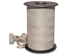 Prasent C.E. Pattberg Wien - Rollo de Cinta para Regalos (100 m x 10 mm, Polipropileno,Acabado Brillante), Color Plateado