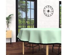 Soleil docre, Mantel Redondo Antimanchas de Microfibra Lavada, diÃ¡metro 180 cm, Color Verde Agua