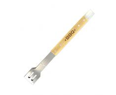 Fackelmann Pinzas de cocina especiales para Barbacoa, parte funcional en Acero Inoxidable y Mango de Madera con diseño rústico, Color Natural, 39 x 6 x 5 cm, 1 ud