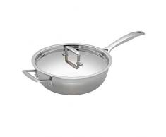 Le Creuset 3-Ply SartÃ©n SautÃ© antiadherente con tapa, Ã 24 cm, acero inoxidable, libre de PFOA, para todo tipo de fuentes de calor (incl. inducciÃ³n), metÃ¡lico