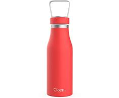 CLOEN Botella de Agua Acero Inoxidable, Aislamiento de VacÃ­o, Triple Pared, Botellas de FrÃ­o/Caliente, Libre de BPA, Botella Reutilizable, 510ml, Gimnasio, Deportes, Escolar, Bicicletas. by (Coral)