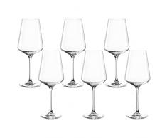 Copas de vino blanco Leonardo Puccini, juego de 6, aptas para lavavajillas, copa con tallo estirado, juego de copas de vino, 560 ml, 014789, transparentes