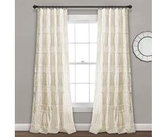 Lush Decor, Color Marfil Nova - Cortina de Ventana con Volantes (213,4 x 106,7 cm)