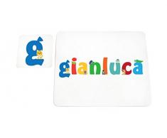 Little Helper lhv-gianluca-coasterandplacemat-15it posavasos y manteles individuales con acabado brillante, personalizadas jóvenes Nombre Gianluca, multicolor, 21 x 30 x 2 cm