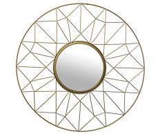 DRW Espejo de Pared Redondo de Metal en Dorado 50x1,2cm