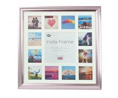 Inov8 16 x 40,64 cm Insta-Frame Marco para Instagram 13/DE Estampado a Cuadros de Fotos con paspartú Blanco y Blanco con Borde, 2 Unidades, Ripple Plateado
